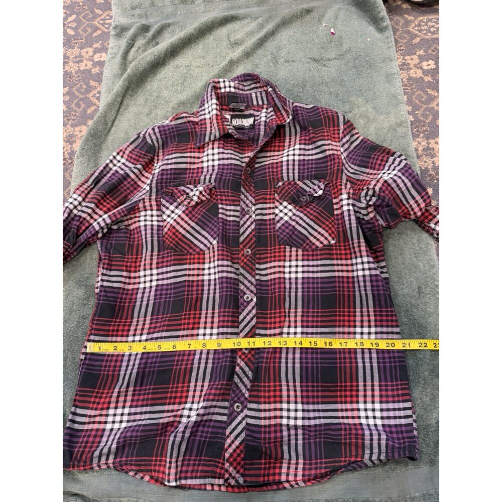 Social Collision Men's Button-down Multicolored Plaid Long sleeve Shirt Sz XL